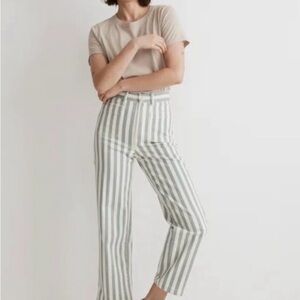 Madewell High-Rise Wide-Leg Stripe Jeans in Blue/Grey & White